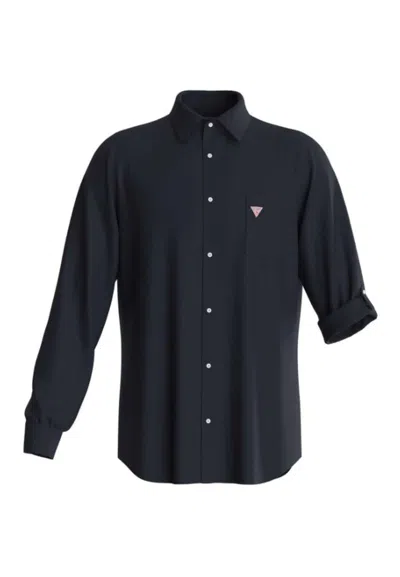 Guess Shirt Ls Roll-up Shirt In Blu