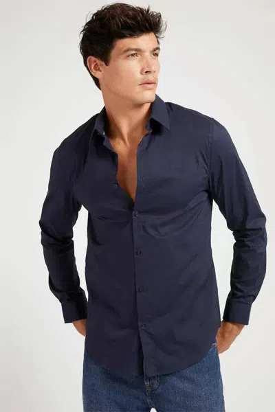 Guess Shirts Man  M1yh20 W7zk1 G7v2 Smart Blue