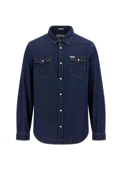 Guess Shirts Man  M3yh02 D53o1 Emerson Emes In Blue