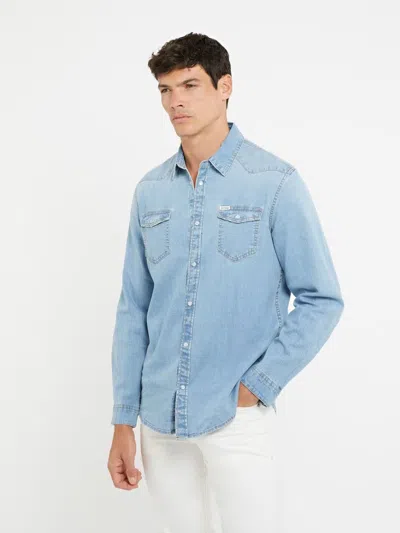 Guess Shirts Man  M4gh02 D3pf5 Trucks M3d1 In Blue