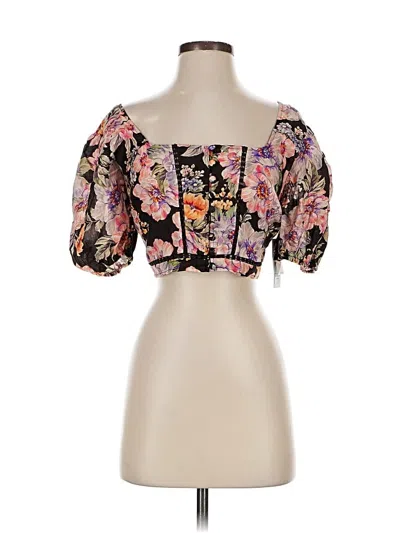 Pre-owned Guess Short Sleeve Blouse In Black