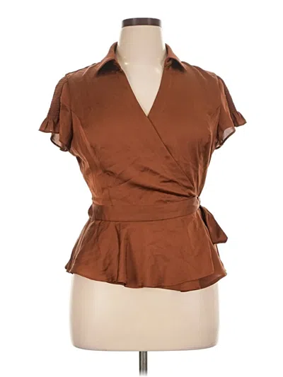 Pre-owned Guess Short Sleeve Blouse In Brown