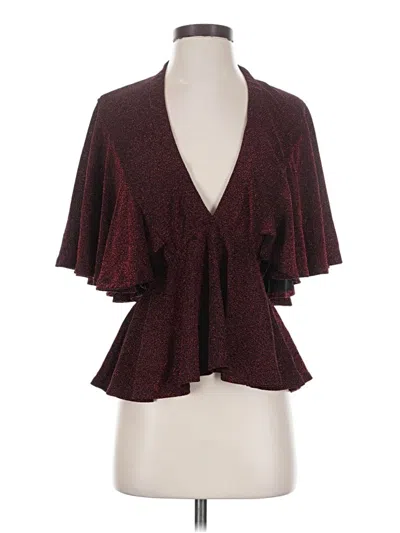 Pre-owned Guess Short Sleeve Blouse In Burgundy
