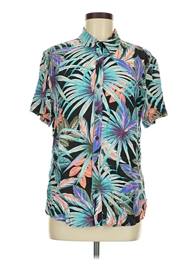 Pre-owned Guess Short Sleeve Blouse In Green