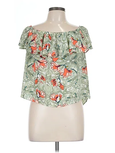 Pre-owned Guess Short Sleeve Blouse In Green