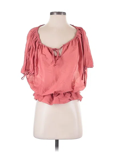 Pre-owned Guess Short Sleeve Blouse In Pink