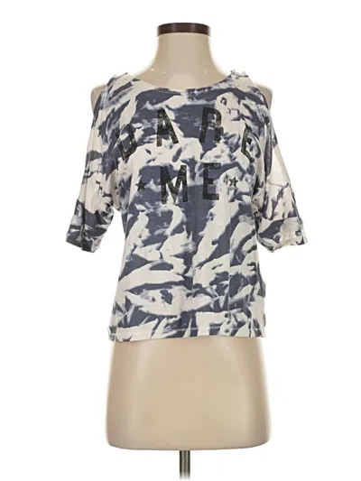 Pre-owned Guess Short Sleeve Blouse In Silver