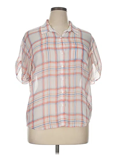 Pre-owned Guess Short Sleeve Blouse In White