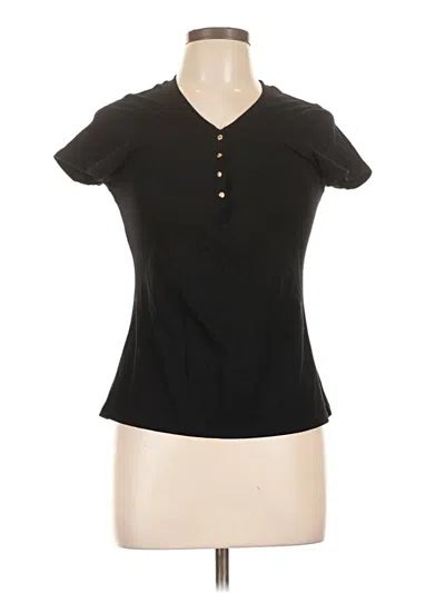 Pre-owned Guess Short Sleeve Top Black Keyhole Neckline Tops