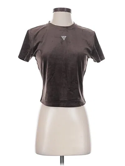 Pre-owned Guess Short Sleeve Top Gray Mock Neckline Tops