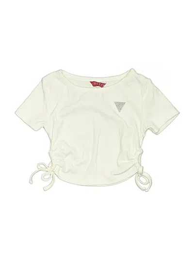 Pre-owned Guess Kids' Short Sleeve Top Ivory Keyhole Neckline Tops In White