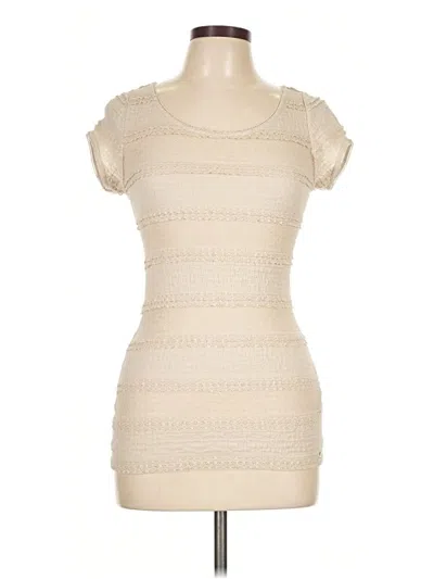 Pre-owned Guess Short Sleeve Top Ivory Sweetheart Neckline Tops