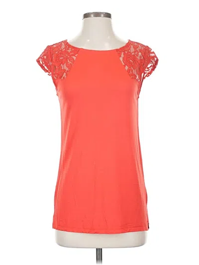 Pre-owned Guess Short Sleeve Top Orange Scoop Neck Tops