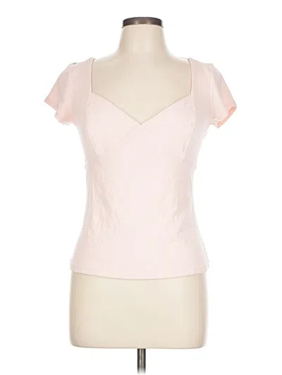 Pre-owned Guess Short Sleeve Top Pink Sweetheart Neckline Tops