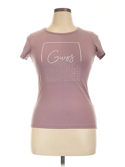 Pre-owned Guess Short Sleeve Top Purple Crew Neck Tops