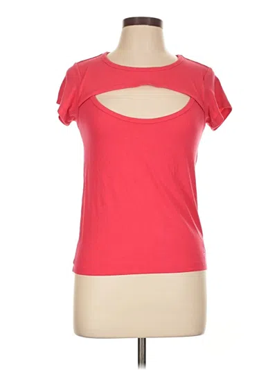 Pre-owned Guess Short Sleeve Top Red Keyhole Neckline Tops