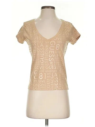 Pre-owned Guess Short Sleeve T-shirt In Tan