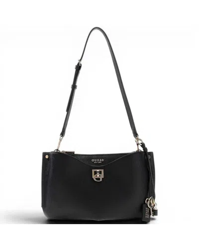 Guess Shoulder Bag White Shoulder Bag Woman Black In Synthetic Material With Triangle Logo