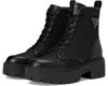 Guess Shun Boots Women's 8.5 Black Logo Faux Leather Round Toe Platform Khd1489