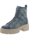 Guess Shutter Womens Zipper Lace-up Combat & Lace-up Boots In Blue