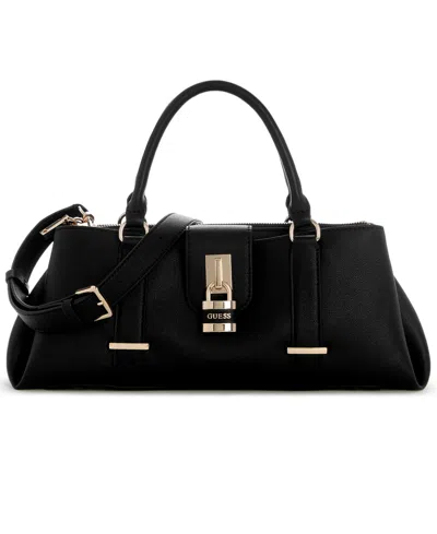 Guess Sienna E/w 2 Comp Faux Leather Top Handle Crossbody Satchel In Black