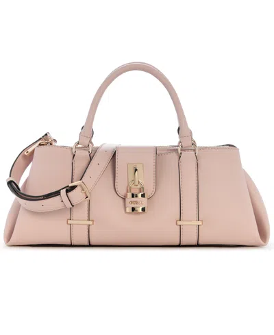 Guess Sienna E/w 2 Comp Faux Leather Top Handle Crossbody Satchel In Light Rose