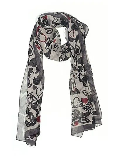 Pre-owned Guess Silk Scarf In Gray