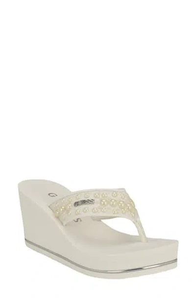 Guess Silus Eva Platform Flip Flop In White
