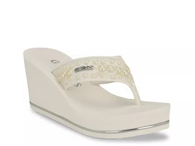 Guess Silus Wedge Sandal In White