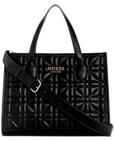 Guess Silvana Double Compartment Tote In Black
