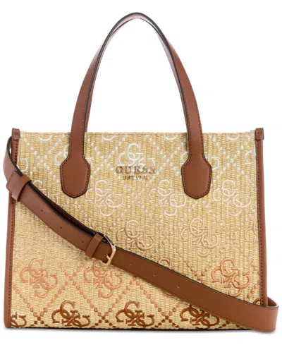 Guess Silvana Two-compartment Tote In Cognac Logo