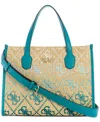 Guess Silvana Two-compartment Tote In Teal Logo