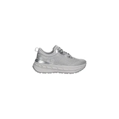 Guess Silver Polyester Chunky Sneakers In Gray