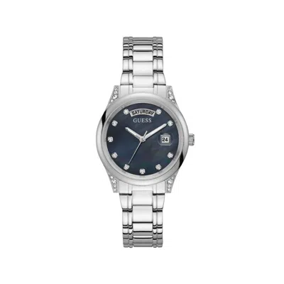 Guess Silver Stainless Steel Watch In Neutral