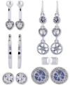 Guess Silver-tone 6-pc. Set Crystal Earrings In Silver