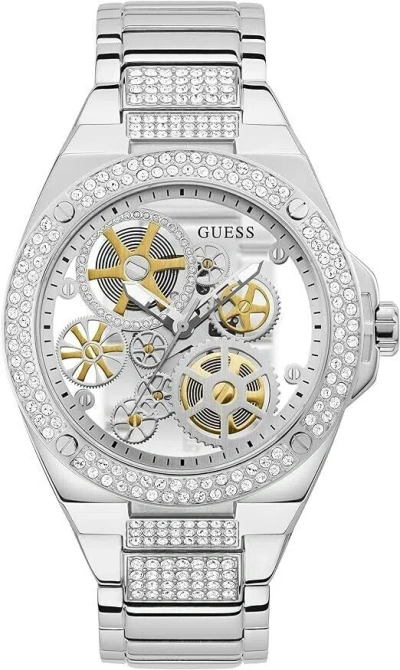 Pre-owned Guess Silver-tone Exposed Dial Analog Women's Watch Gw0323g1