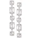 Guess Silver-tone Mixed Rhinestone Linear Drop Earrings In Silver