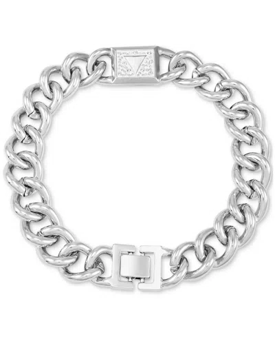 Guess Silver-tone Pave Logo Chain Link 14" Choker Necklace