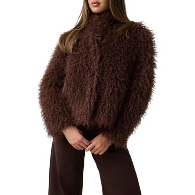 Guess Simona Faux Fur Jacket In Brown