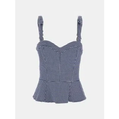 Guess Sl Corset Vichy Top | Blue Cave And White