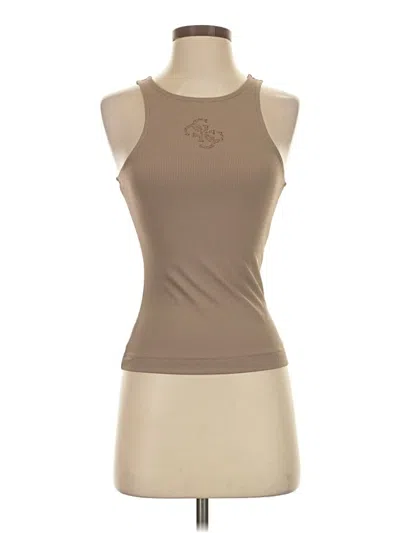 Pre-owned Guess Sleeveless Top Tan Halter Neckline Tops