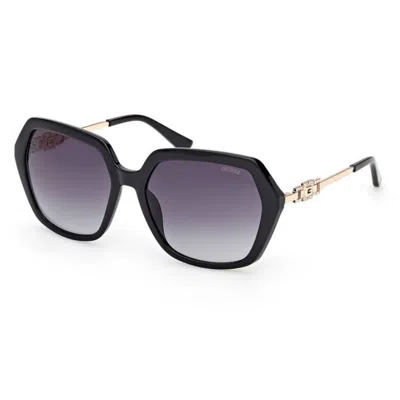 Guess Smoke Gradient Geometric Ladies Sunglasses Gu00267 01b 57 In Black