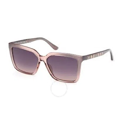Guess Smoke Gradient Square Ladies Sunglasses Gu00099 20b 55 In Brown