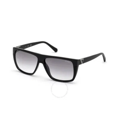 Guess Smoke Mirror Browline Men's Sunglasses Gu6979 01c 60 In Black