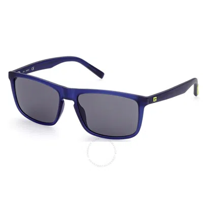 Guess Smoke Square Men's Sunglasses Gu00025 91a 59 In Blue