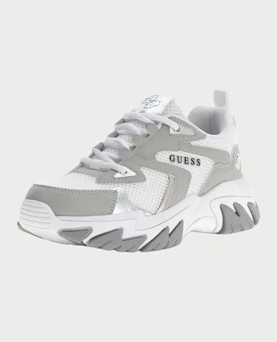Guess Bicolor Polyethylene Chunky Sneakers In White