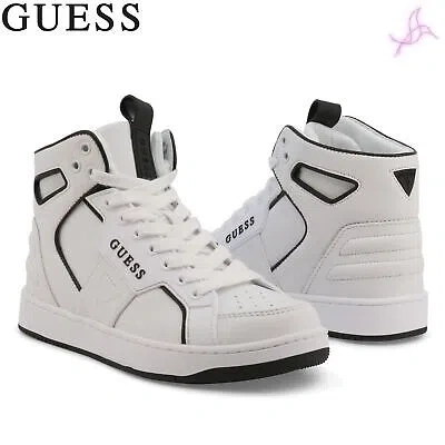 Pre-owned Guess Sneakers  Basqet-fl7bsq-lea12 Woman White 129121 Shoes Original Outlet