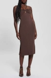 Guess Sofie Mirage Rib Dress In Chocolate Brownie
