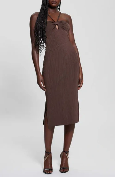 Guess Sofie Mirage Rib Dress In Chocolate Brownie