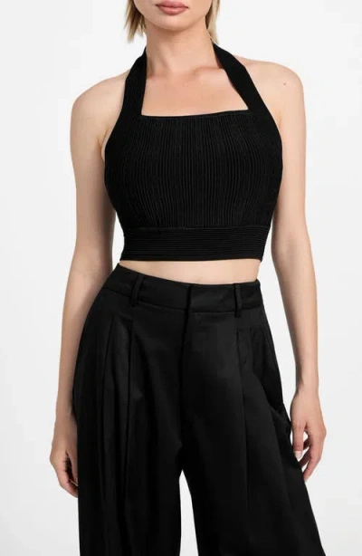 Guess Sofie Rib Crop Halter Top
